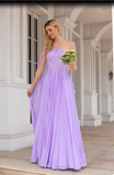 Hot Selling Purple One Shoulder Prom Dresses Zipper Up With Bead Hellogown