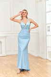 Mermaid Spaghetti Straps Beaded Prom Formal Dresses Hellogown