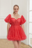 Off The Shoulder A Line Homecoming Dresses Tulle With Ruffles Hellogown