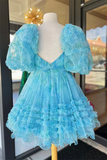 Unique Short Layered Tulle Sweetheart Neck Short Cocktail Dress, Homecoming Dresses Hellogown