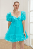 Unique Short Layered Tulle Sweetheart Neck Short Cocktail Dress, Homecoming Dresses